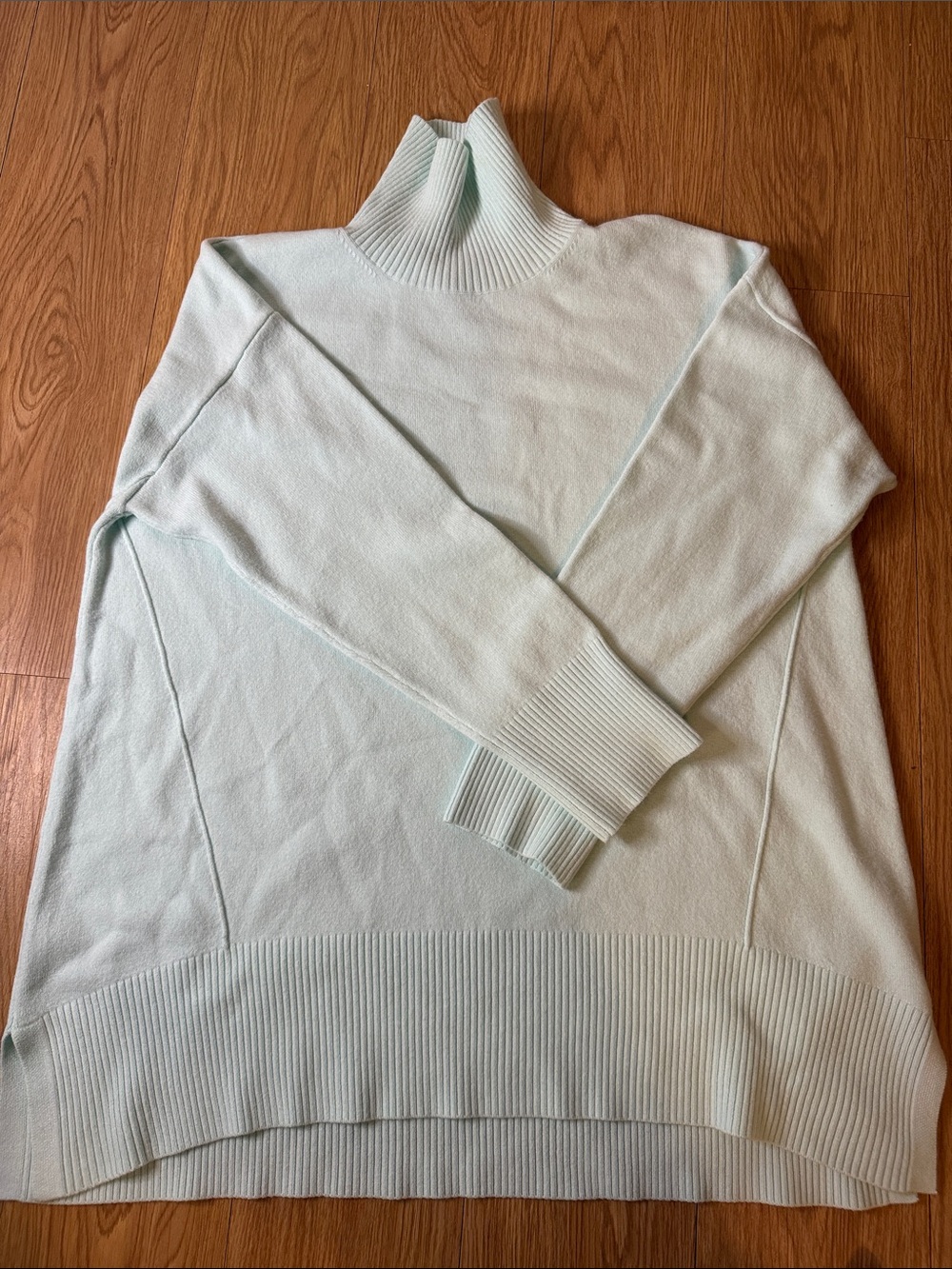 French Connection Pale Mint Ribbed Turtleneck Sweater